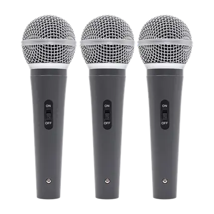 Dynamisches Mikrofon „MIC 300“ Mac Mah – 3er-Pack kabelgebundene Mikrofone mit Koffer, Klemmen, Superniere, XLR