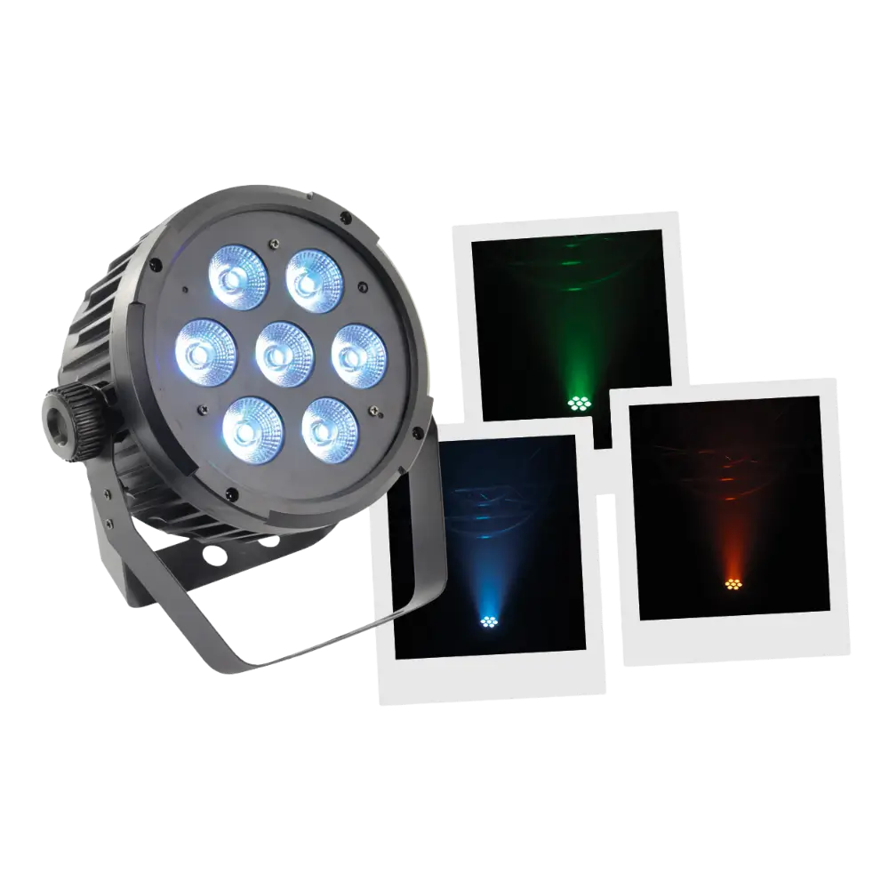 7x10W 5in1 LED-PAR-Scheinwerfer - 7 RGBWA-LEDs, DMX, Auto- und Musikmodus und Fernbedienung