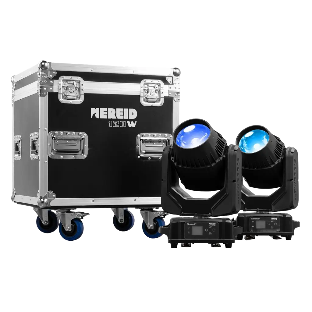 Set aus 2 Beam-Lyriden "NEREID120W" - wasserdicht IP65 mit Flightcase