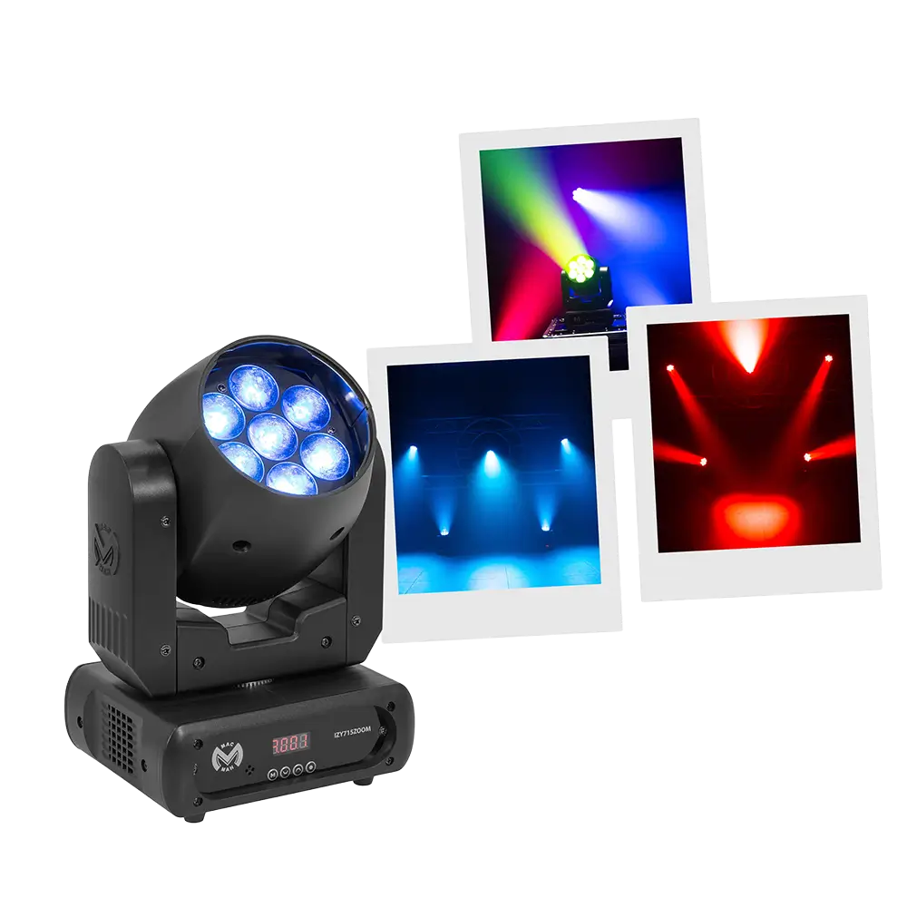 Professionelle LED Wash Leier, "IZY 715 Zoom" - Stroboskop & DMX - Mac Mah
