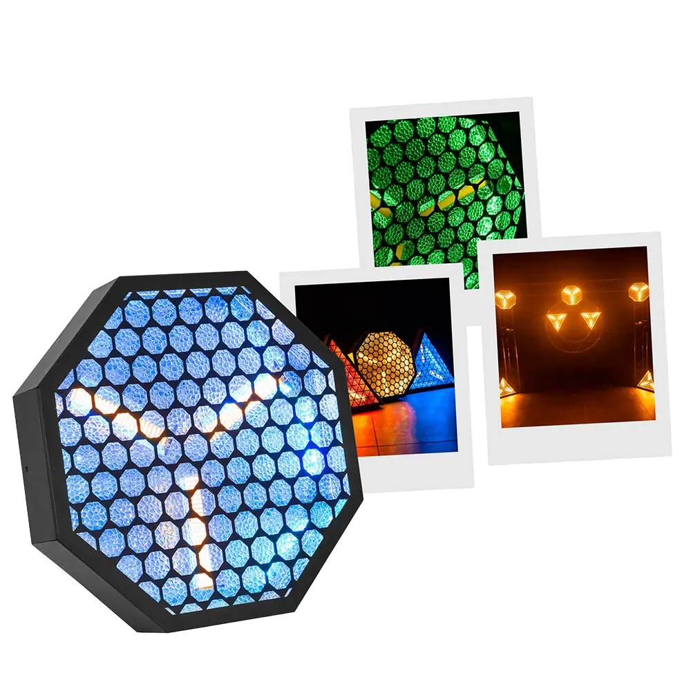 Retro-LED-Effekt "Amber-O" achteckig Bernstein + RGB DMX - Mac Mah