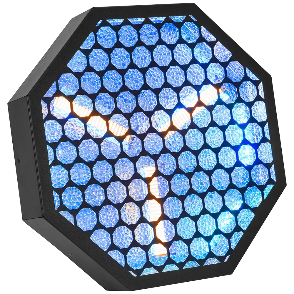Retro-LED-Effekt "Amber-O" achteckig Bernstein + RGB DMX - Mac Mah