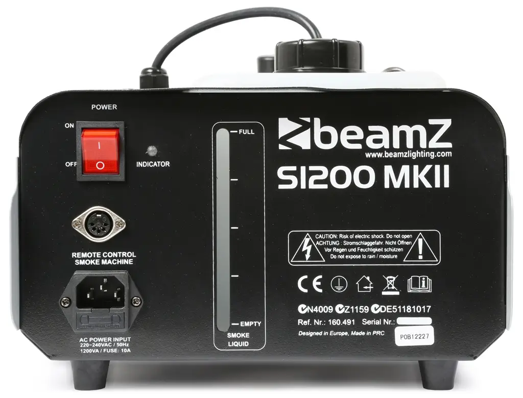 BEAMZ S1200 MKII Nebelmaschine - 1200W + Kabelfernbedienung mit Timer