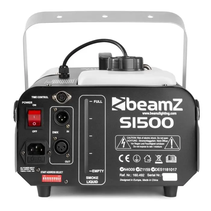 BEAMZ S1500 Nebelmaschine mit DMX - 1500W + Kabelfernbedienung mit Timer