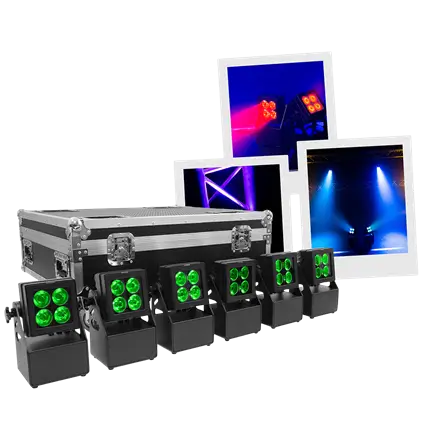 PAR LED-Scheinwerfer Evolite Tropikolor 4x15W FC - auf Batterie IP65 (x6)