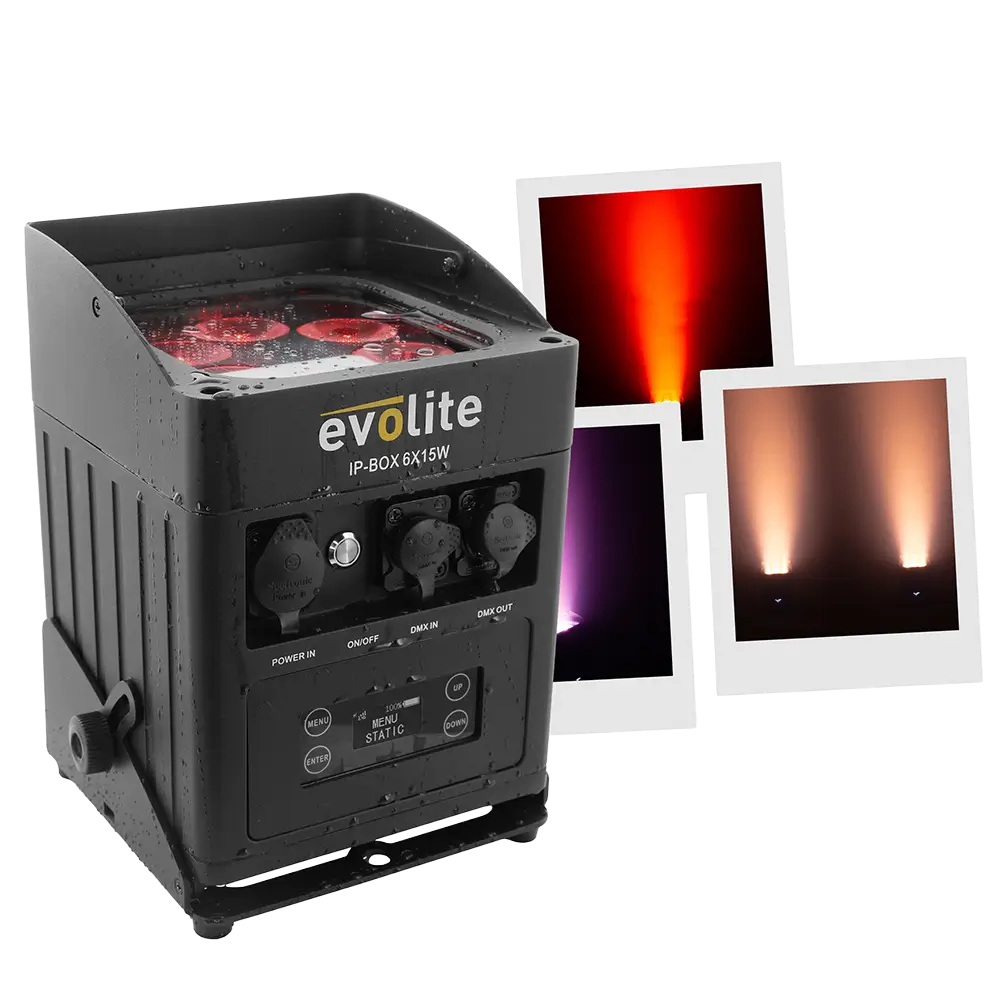 Wasserdichter Scheinwerfer Evolite IP-Box 6×15W - LED auf Batterie IP65