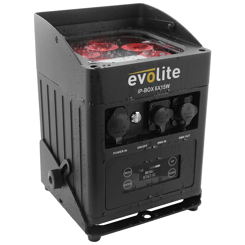 Wasserdichter Scheinwerfer Evolite IP-Box 6×15W - LED auf Batterie IP65