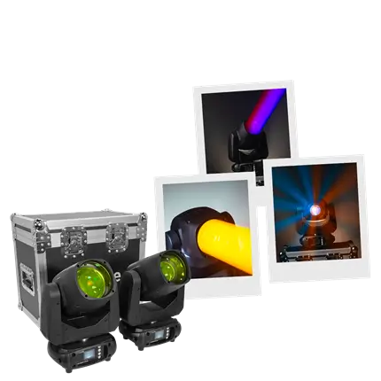 Pack 2 beam projectors 100 W in flight case - Evo Beam 100 CR Set Evolite - DMX control & multicolor LEDs