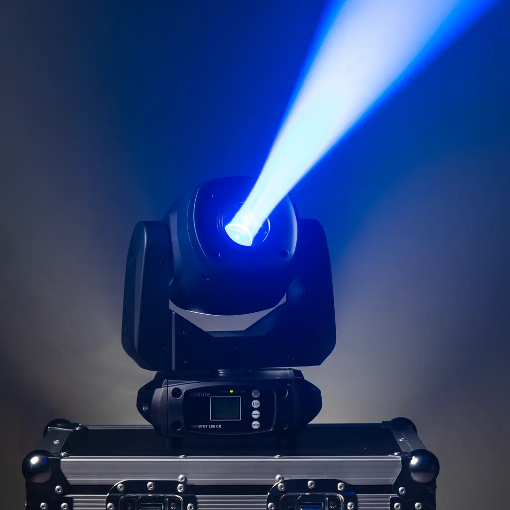 Evo Spot 100 CR Set Evolite - Mehrfarbige LEDs & DMX-Steuerung - 2 x 100 W Spot-Scheinwerfer im Flightcase