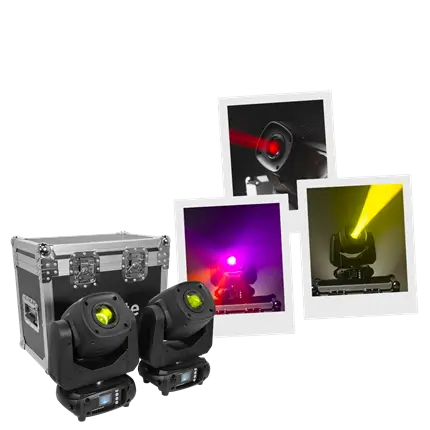 Evo Spot 100 CR Set Evolite - Mehrfarbige LEDs & DMX-Steuerung - 2 x 100 W Spot-Scheinwerfer im Flightcase
