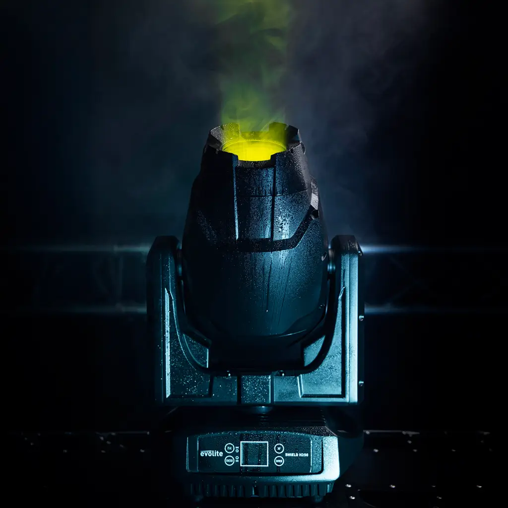 Hybrid-Scheinwerfer 250 W - Shield H250 IP65 Evolite - Innen- und Außeneinsatz - DMX & Gobos
