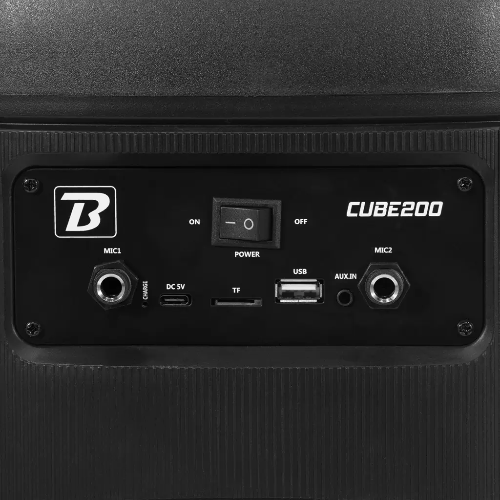 Tragbarer Lautsprecher - Cube 200 BoomTone DJ - Bluetooth 5.0, eingebauter Akku & LED-Beleuchtung