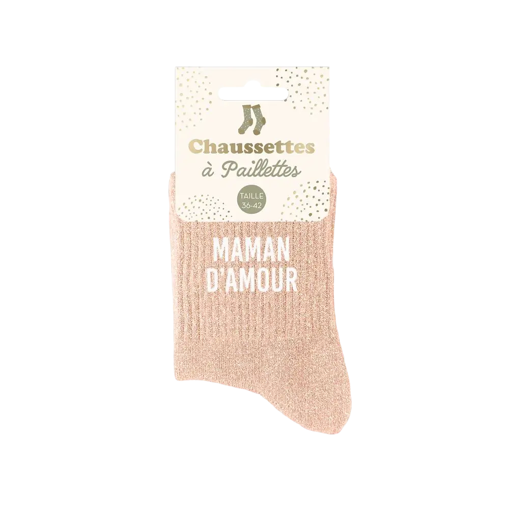 Glitzersocken Mama d'amour - Einheitsgröße 36-42