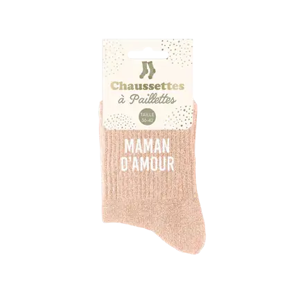 Glitzersocken Mama d'amour - Einheitsgröße 36-42