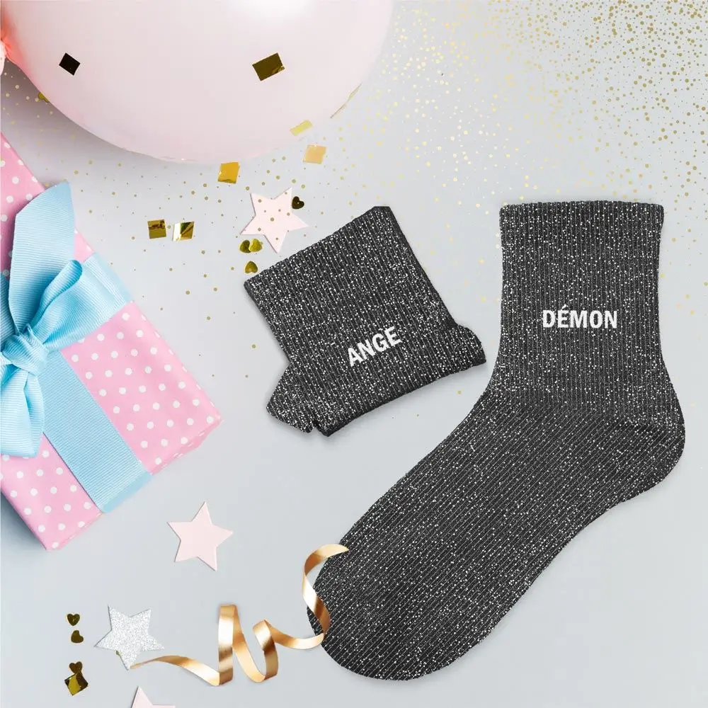 Glitzersocken Duo Engel Demon - Einheitsgröße 36-42