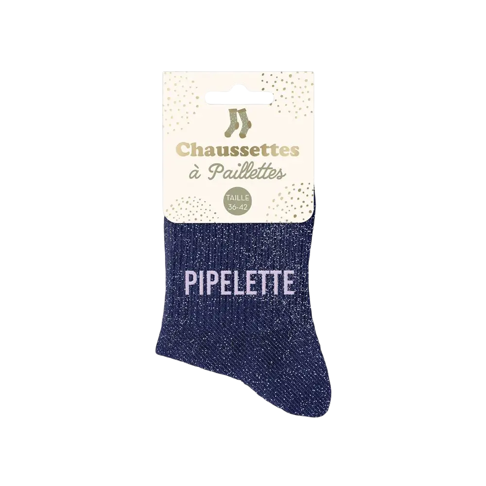 Pailletten-Socken Pfeiferin blau - Einheitsgröße 36-42