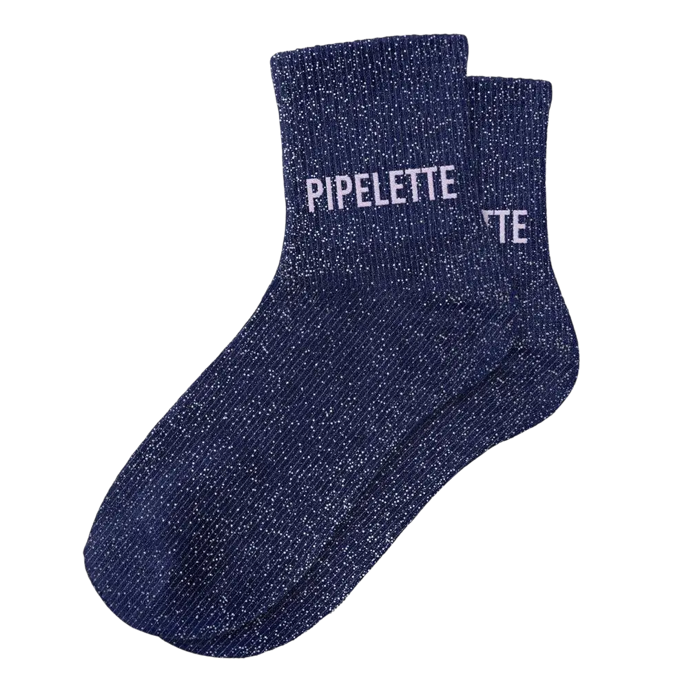Pailletten-Socken Pfeiferin blau - Einheitsgröße 36-42