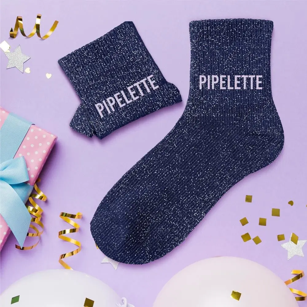 Pailletten-Socken Pfeiferin blau - Einheitsgröße 36-42