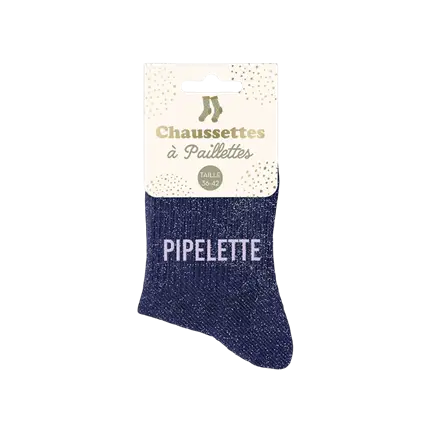 Pailletten-Socken Pfeiferin blau - Einheitsgröße 36-42