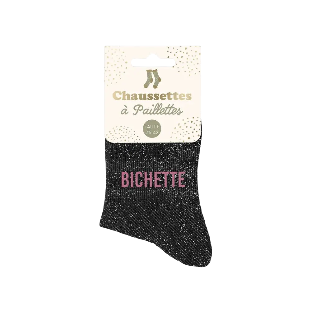 Pailletten-Socken Bichette schwarz - Einheitsgröße 36-42