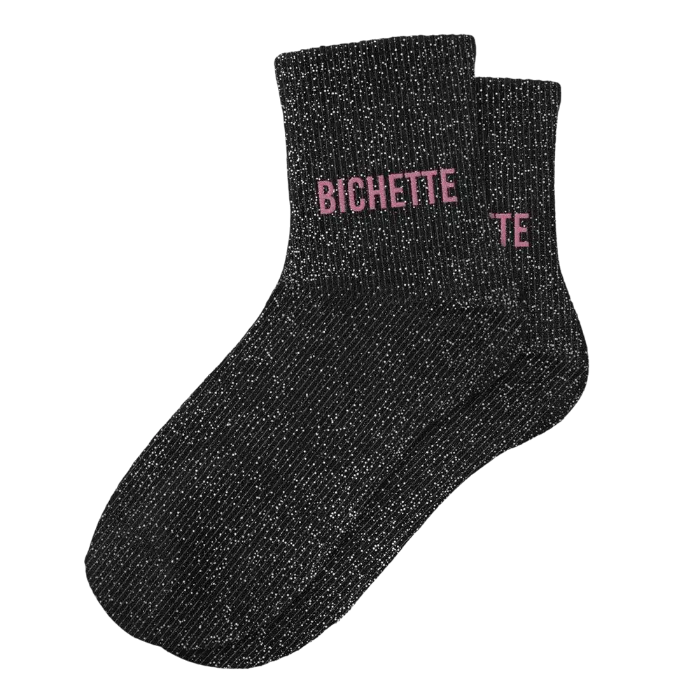 Pailletten-Socken Bichette schwarz - Einheitsgröße 36-42