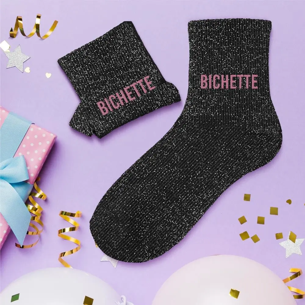 Pailletten-Socken Bichette schwarz - Einheitsgröße 36-42