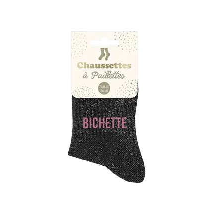 Pailletten-Socken Bichette schwarz - Einheitsgröße 36-42