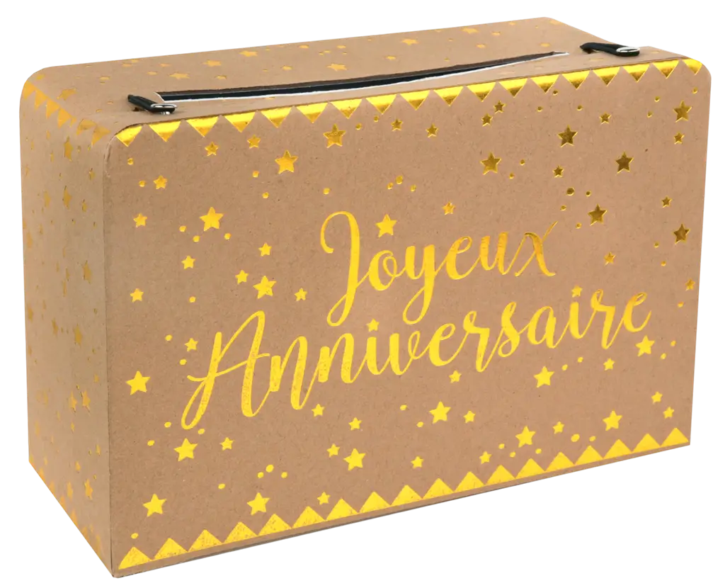Papierurne Happy Birthday Gold/Kraft