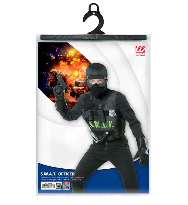 "SWAT (kugelsichere Weste, Abzeichen, Pistole, Handschellen, Funkgerät, Taschenlampe, Granate, Fernglas)