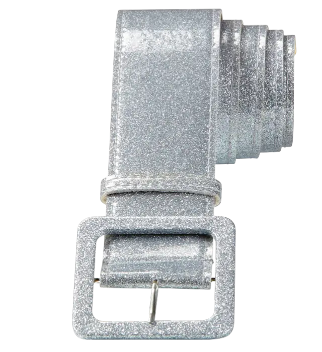 Silberner Pailletten Disco Gürtel 120 cm – 70er Jahre Kostüm Accessoire