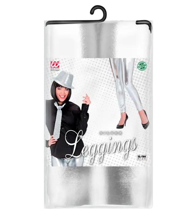 Silberne Metallic Leggings – Glänzende Disco Hose – 70er / 80er Jahre Kostüm