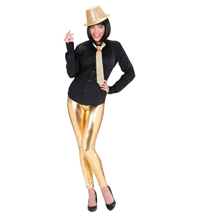 Goldene Metallic Leggings – Glänzende Disco Hose – 70er / 80er Jahre Kostüm