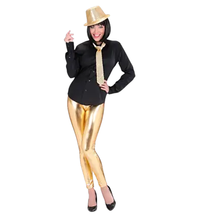 Goldene Metallic Leggings – Glänzende Disco Hose – 70er / 80er Jahre Kostüm