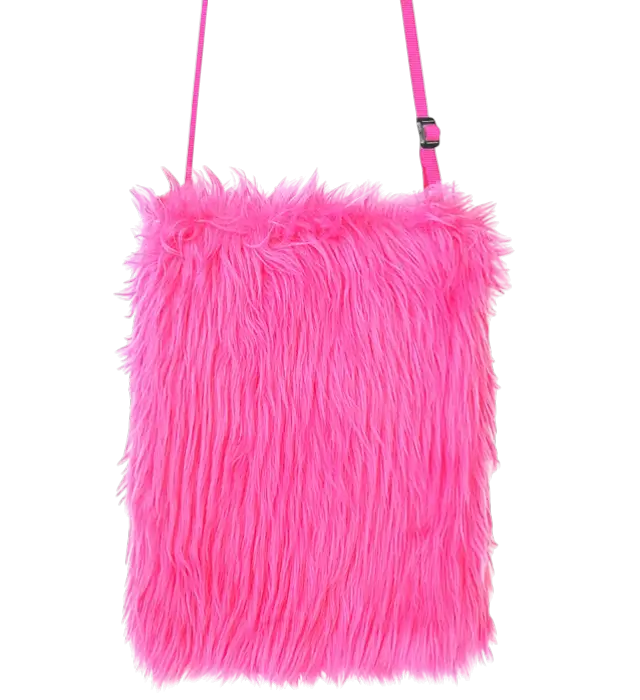 Handtasche aus Neon Pink Plüsch – Pop Disco Kostüm Accessoire