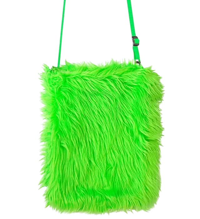 Handtasche aus Neon Grün Plüsch – Pop Disco Kostüm Accessoire