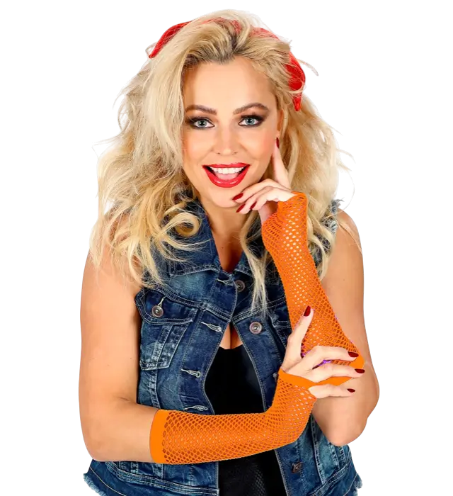 "FINGERLOSE HANDSCHUHE FILET NEON ORANGE" 33 cm