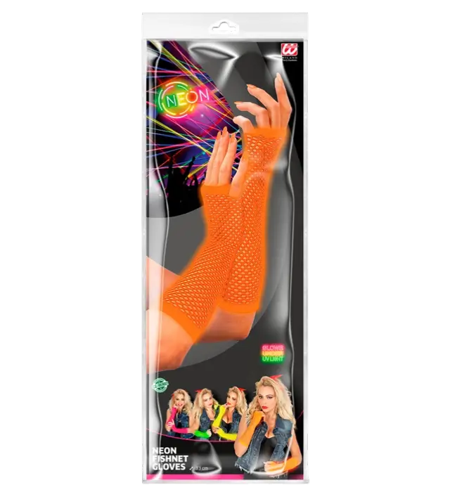 "FINGERLOSE HANDSCHUHE FILET NEON ORANGE" 33 cm