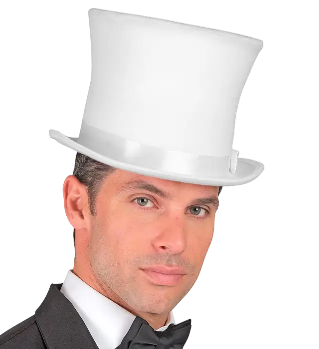 Weißer Zylinderhut aus Filz in Wolloptik 16 cm – Elegantes Kostüm Accessoire