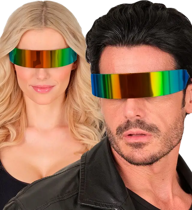 Regenbogen Spiegel Sonnenbrille – Verspiegelte Mehrfarbige Brille – Kostüm Accessoire