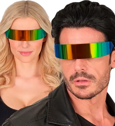 Regenbogen Spiegel Sonnenbrille – Verspiegelte Mehrfarbige Brille – Kostüm Accessoire