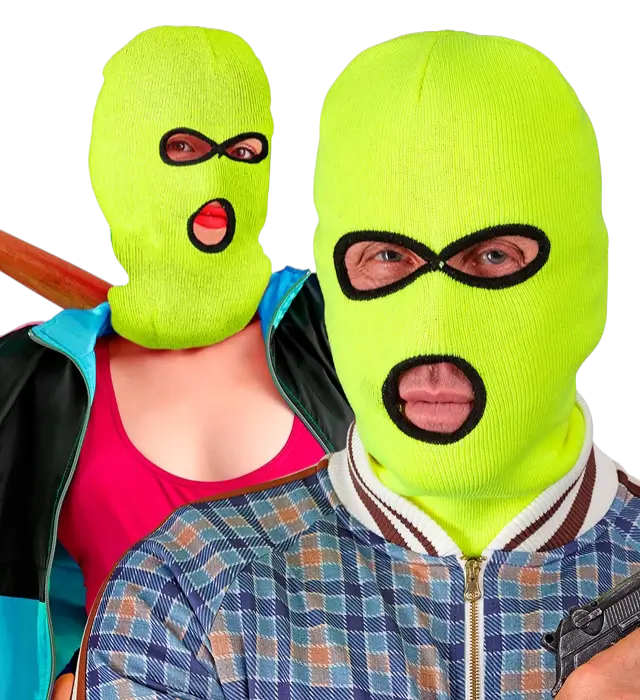 Neon Gelbe Balaclava Sturmhaube – Kostüm Maske