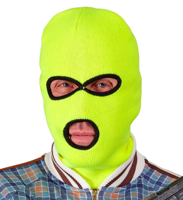 Neon Gelbe Balaclava Sturmhaube – Kostüm Maske