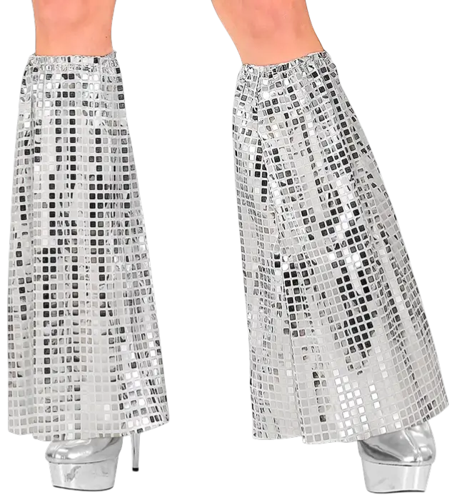 Silberne Pailletten Disco Beinstulpen – 70er Jahre Kostüm Accessoire