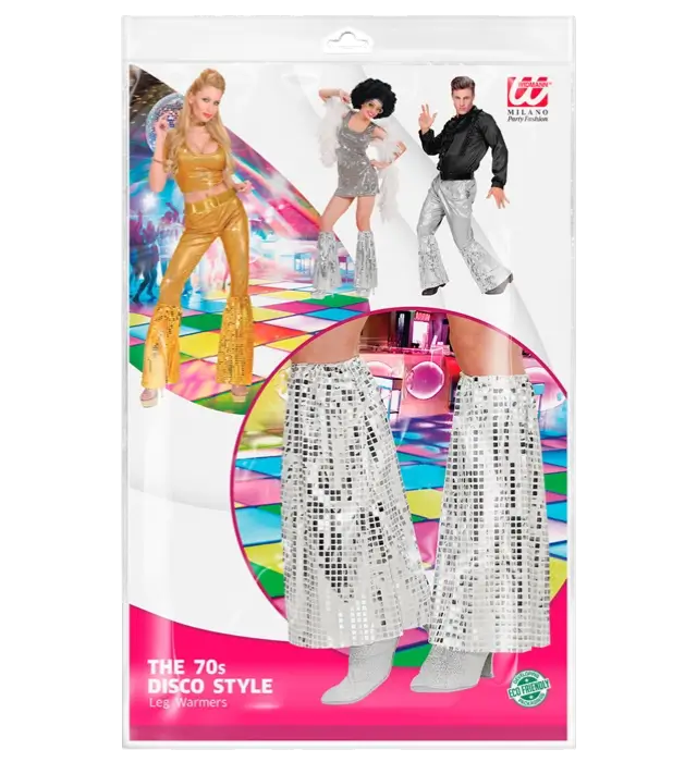Silberne Pailletten Disco Beinstulpen – 70er Jahre Kostüm Accessoire