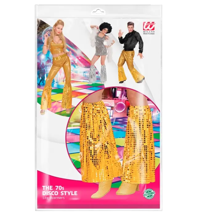 Goldene Pailletten Disco Beinstulpen – 70er Jahre Kostüm Accessoire