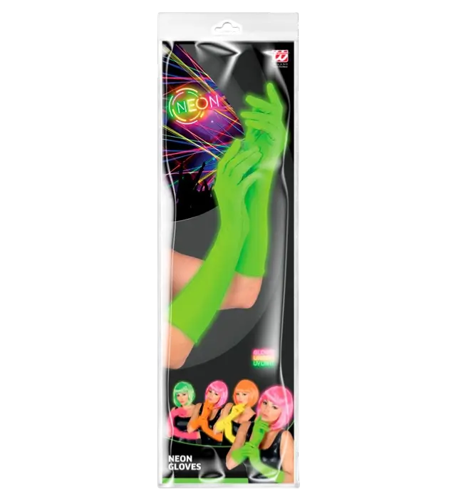 Lange Neon Grüne Handschuhe 40 cm – 80er Jahre Kostüm Accessoire
