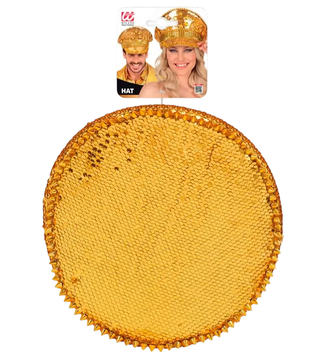 Festival Hut mit Nieten, Schmuck und Goldenen Pailletten – Kostüm Accessoire