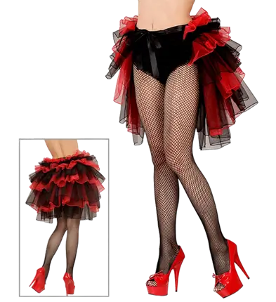 BURLESQUE UND GOTHIC TOURNÜRE ROCK MIT SCHWARZER UND ROTER SPITZE