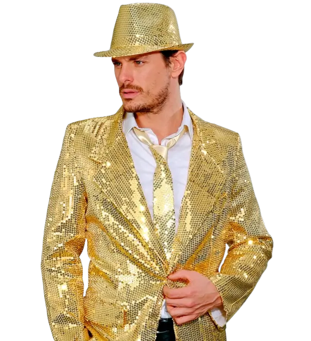  Goldene Pailletten Krawatte – Disco Kostüm Accessoire