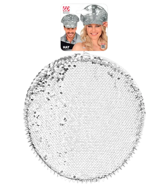 Festival Hut mit Nieten, Schmuck und Silbernen Pailletten – Kostüm Accessoire